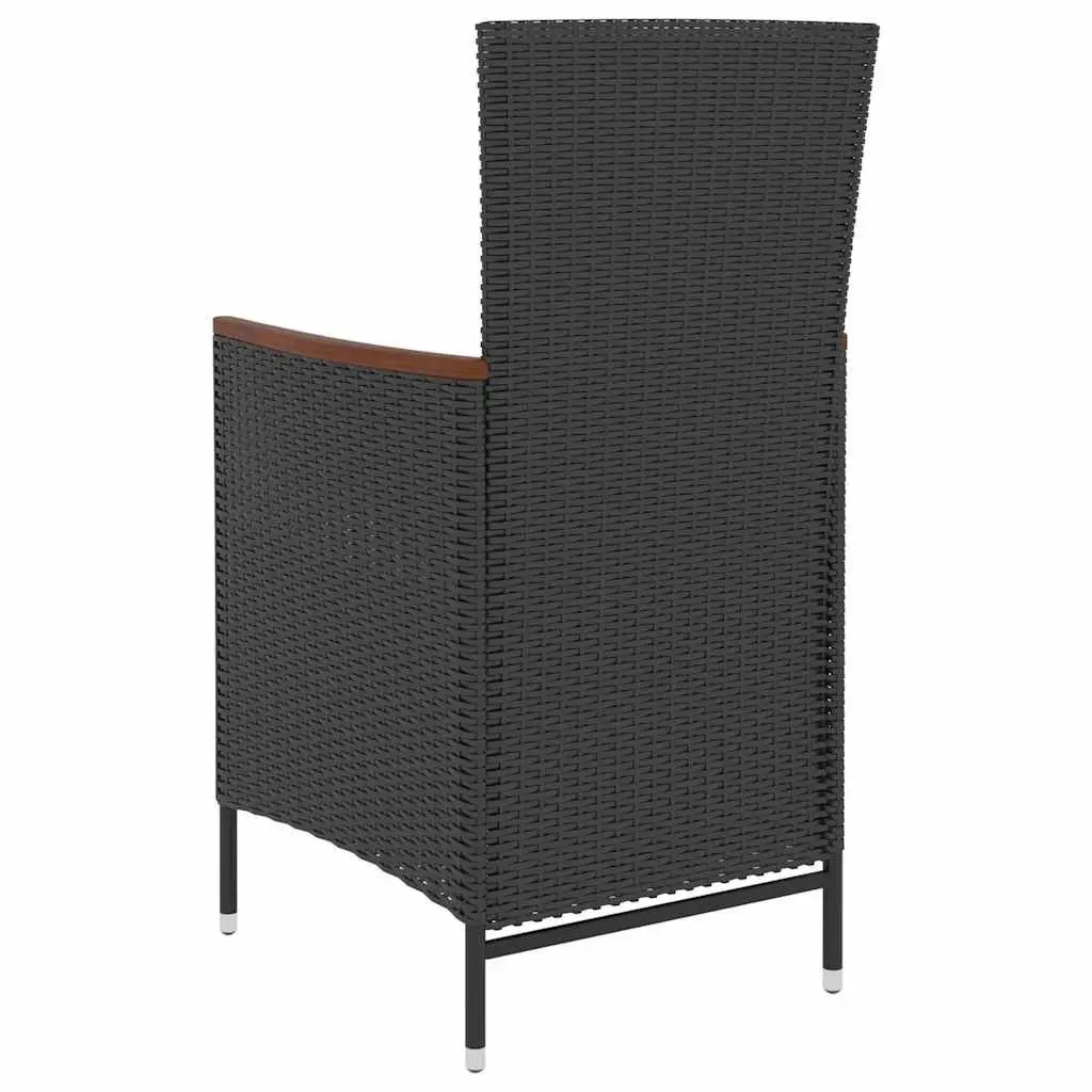 Outdoor Dining Set 5 Piece Black Poly Rattan Garden Furniture with Cushions