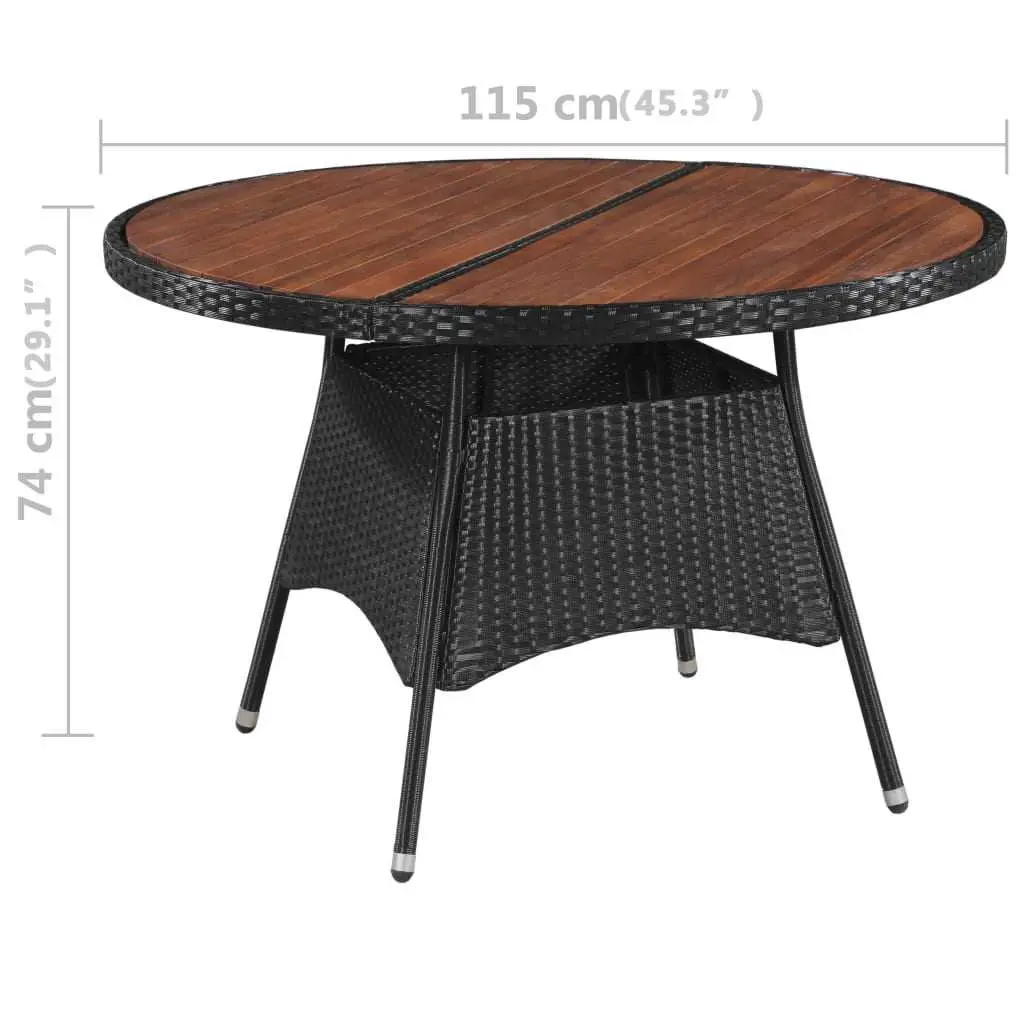 Outdoor Dining Set 5 Piece Black Poly Rattan Garden Furniture with Cushions
