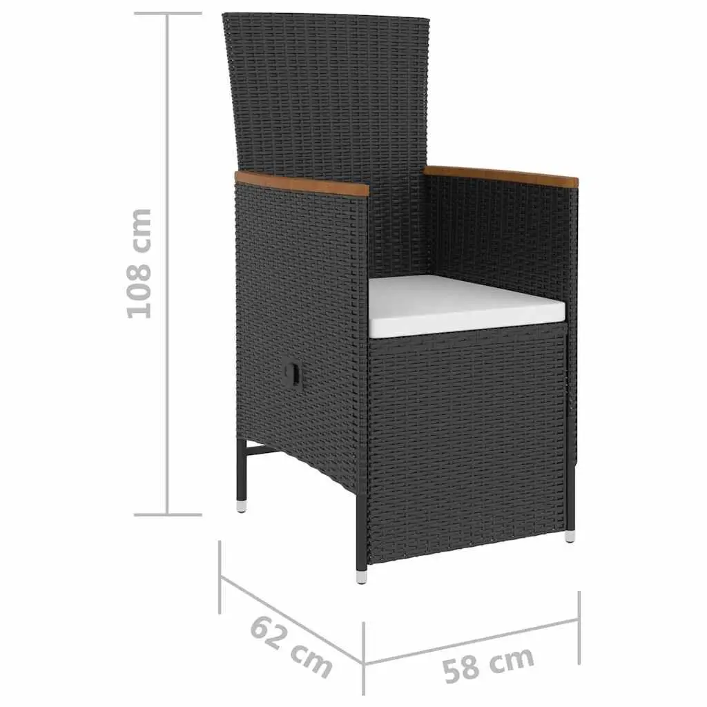 Outdoor Dining Set 5 Piece Poly Rattan Garden Furniture Black with Cushions