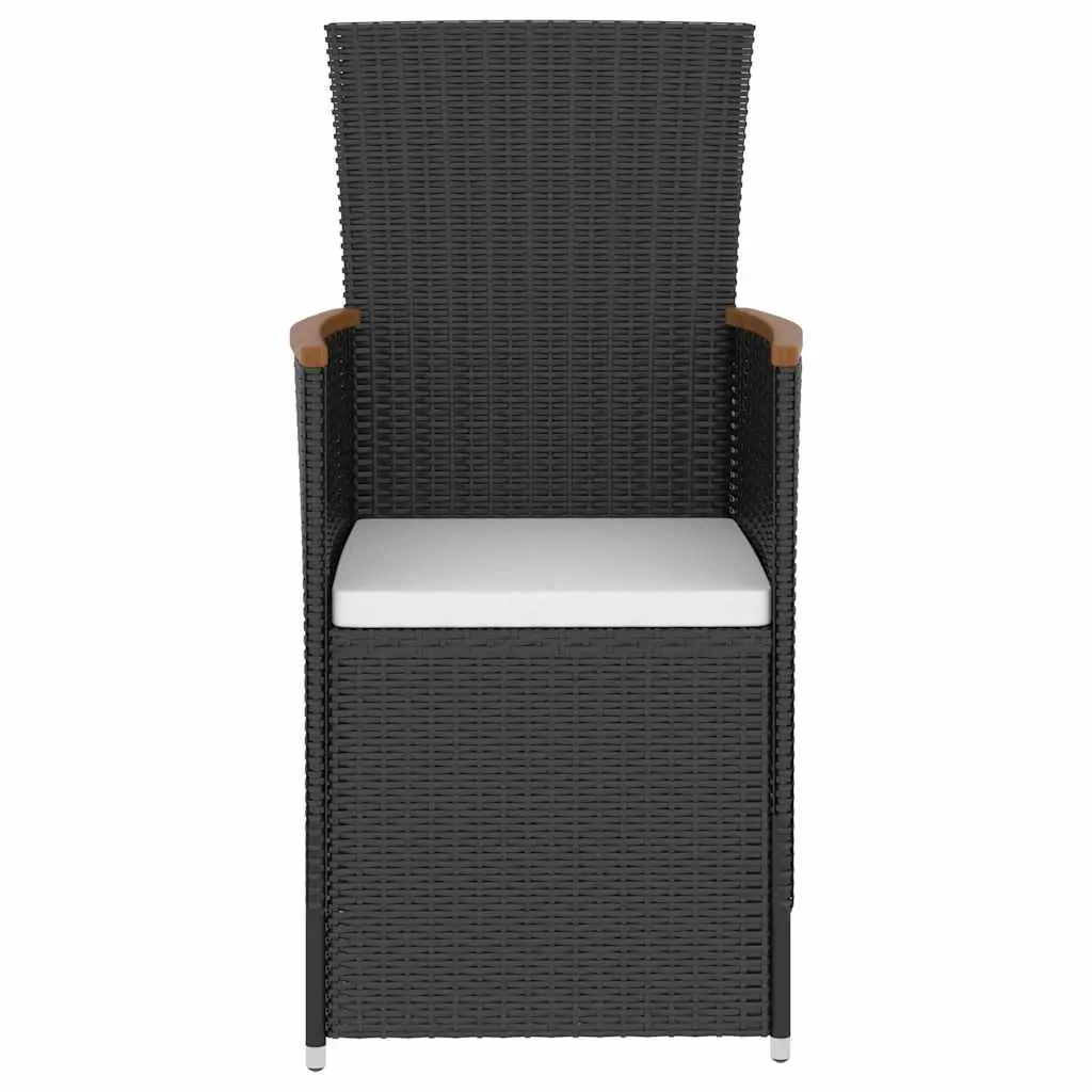 Outdoor Dining Set 5 Piece Poly Rattan Garden Furniture Black with Cushions