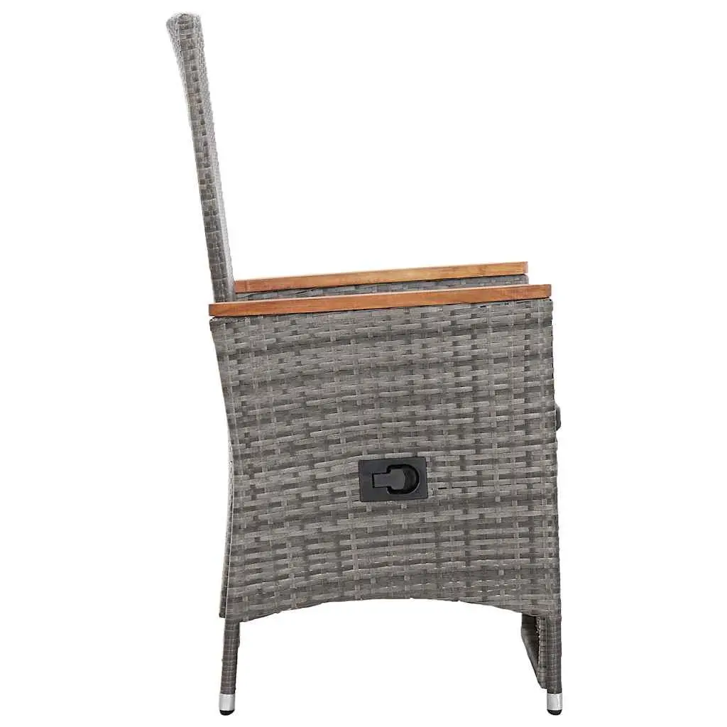 3 Piece Garden Lounge Set Reclining Armchairs Coffee Table Grey PE Rattan Outdoor Furniture