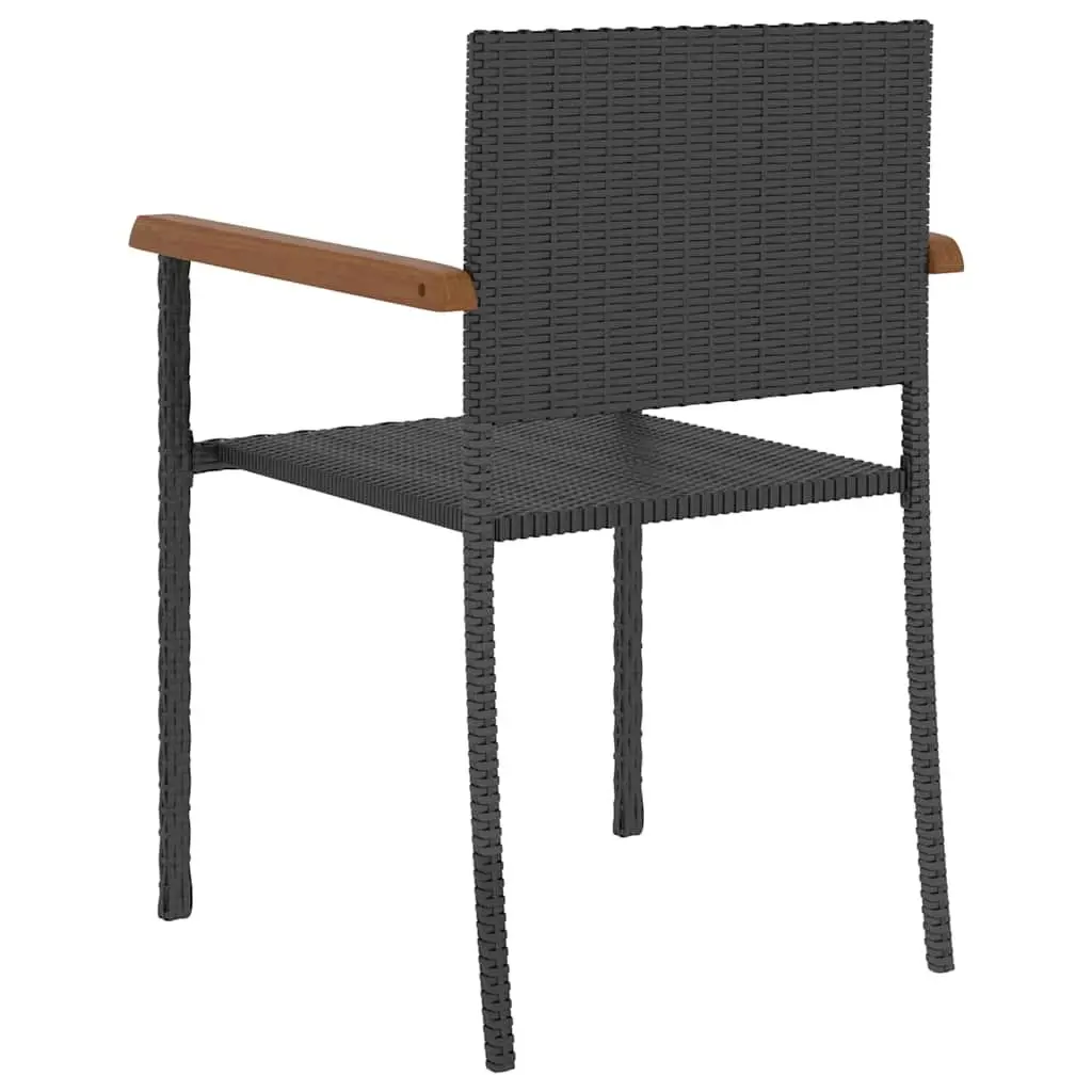 Outdoor Dining Set 5 Piece Poly Rattan Garden Furniture Black Table Chairs