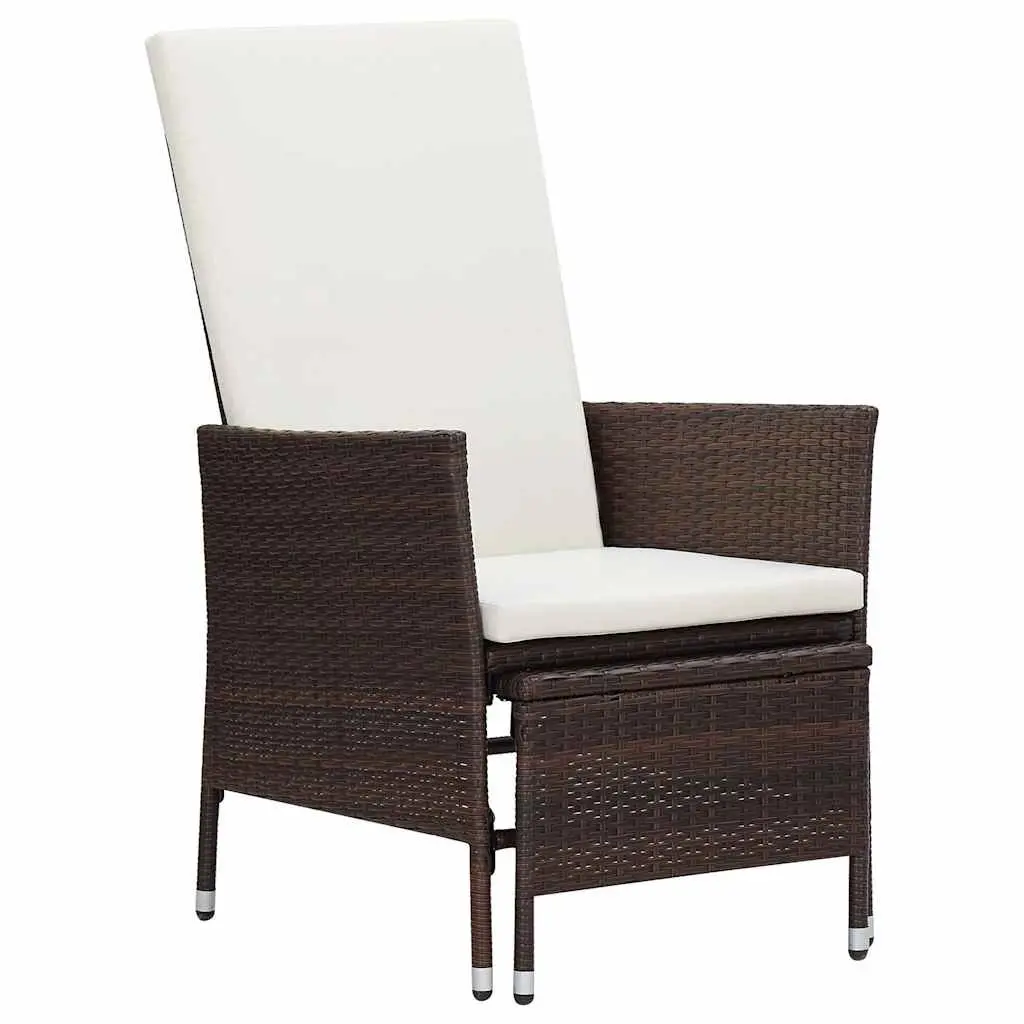 3 Piece Garden Lounge Set Outdoor Furniture PE Rattan Brown Cushions Patio