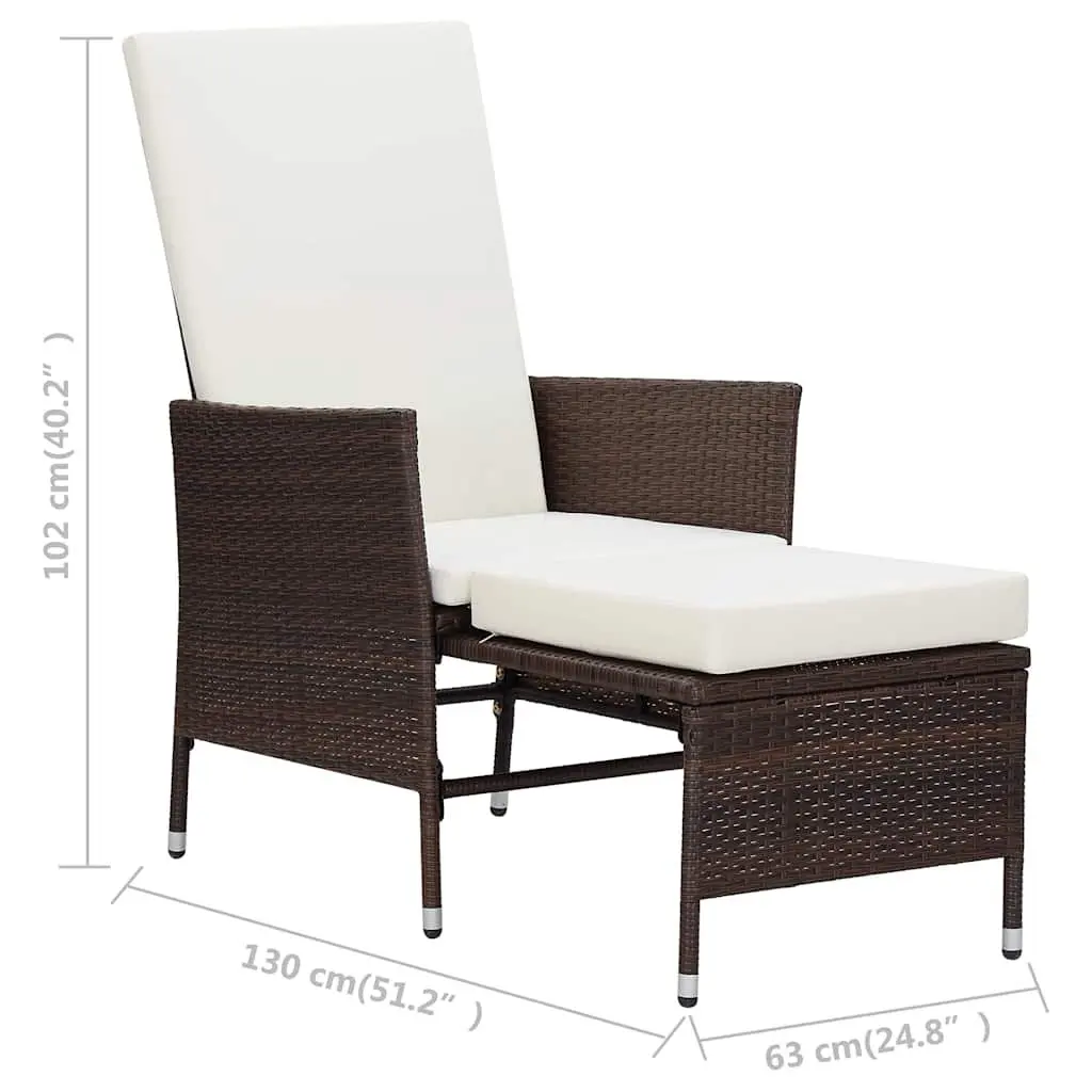 3 Piece Garden Lounge Set Outdoor Furniture PE Rattan Brown Cushions Patio