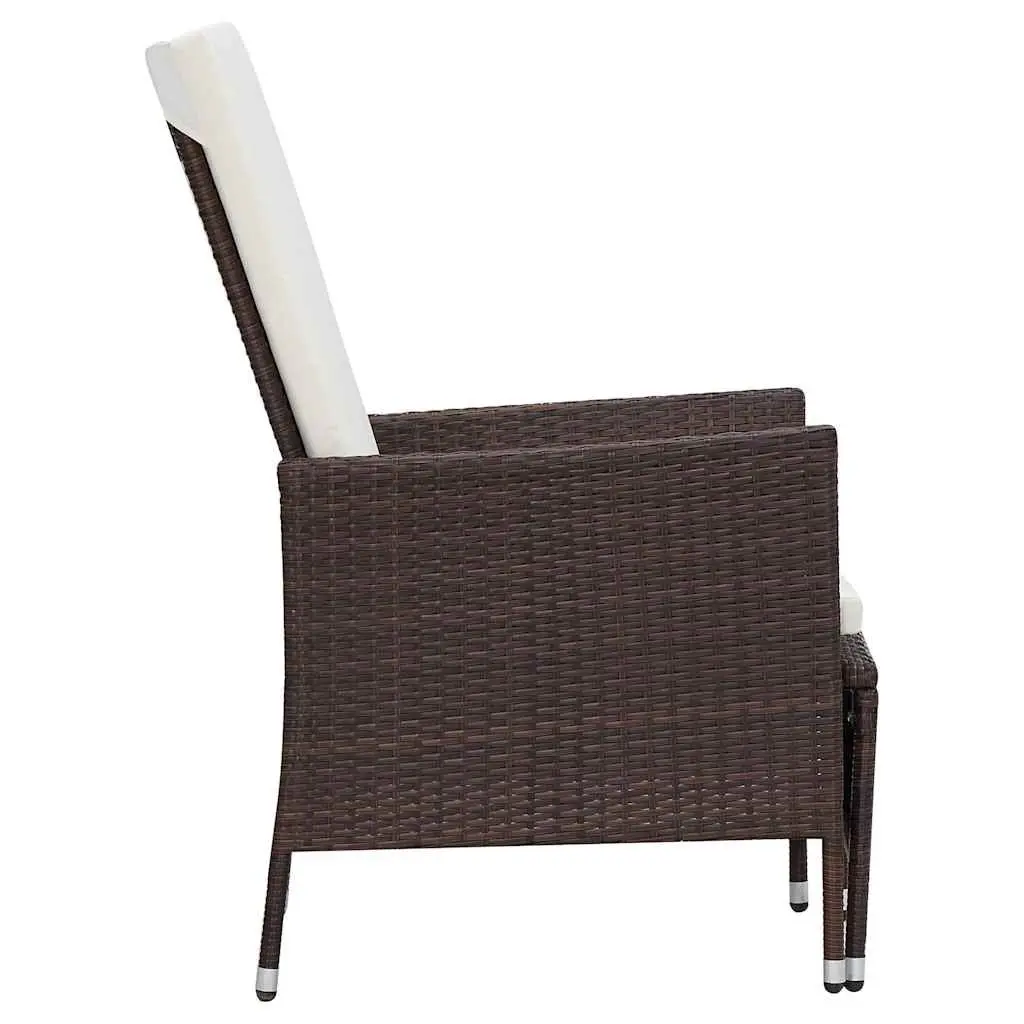 3 Piece Garden Lounge Set Outdoor Furniture PE Rattan Brown Cushions Patio