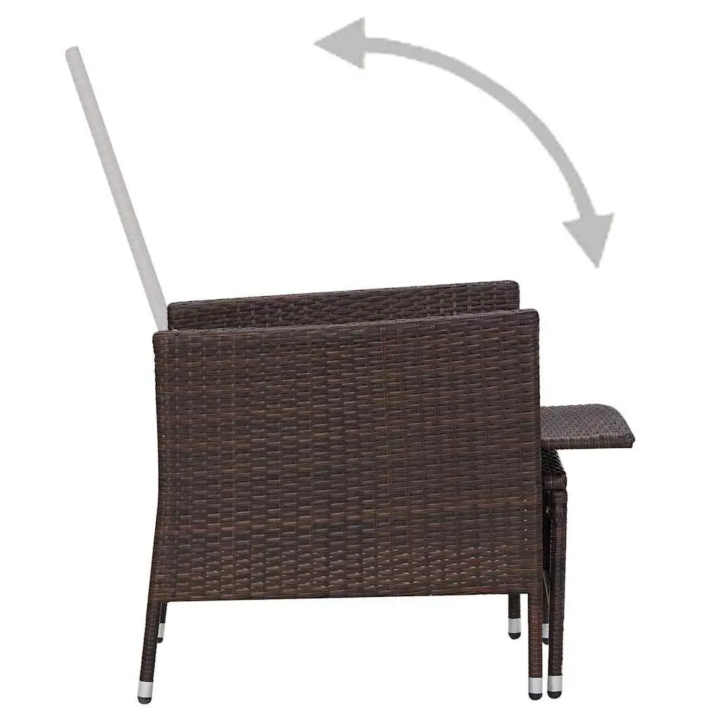 3 Piece Garden Lounge Set Outdoor Furniture PE Rattan Brown Cushions Patio