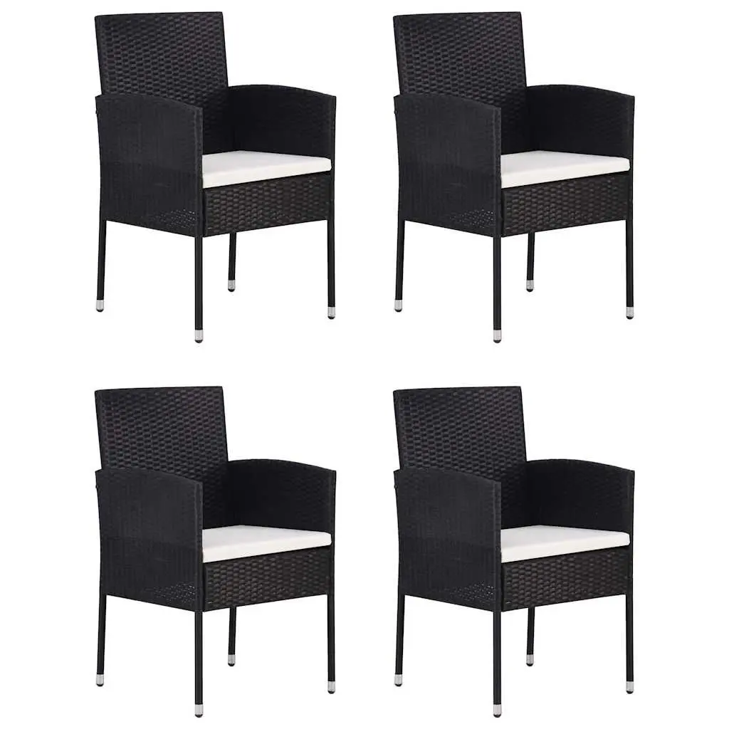 Outdoor Dining Set 5 Piece Garden Furniture Black Poly Rattan Table Chairs