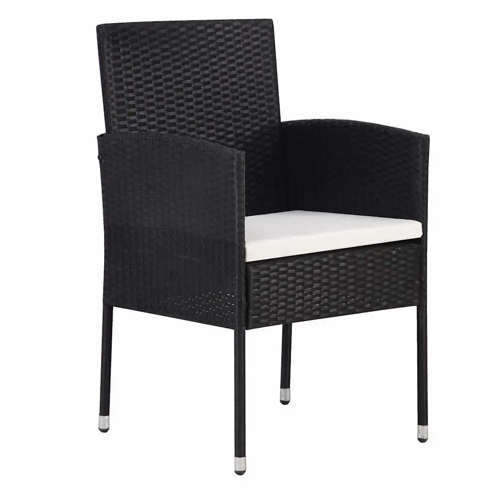 Outdoor Dining Set 5 Piece Garden Furniture Black Poly Rattan Table Chairs