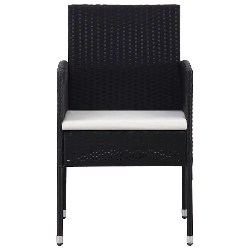 Outdoor Dining Set 5 Piece Garden Furniture Black Poly Rattan Table Chairs