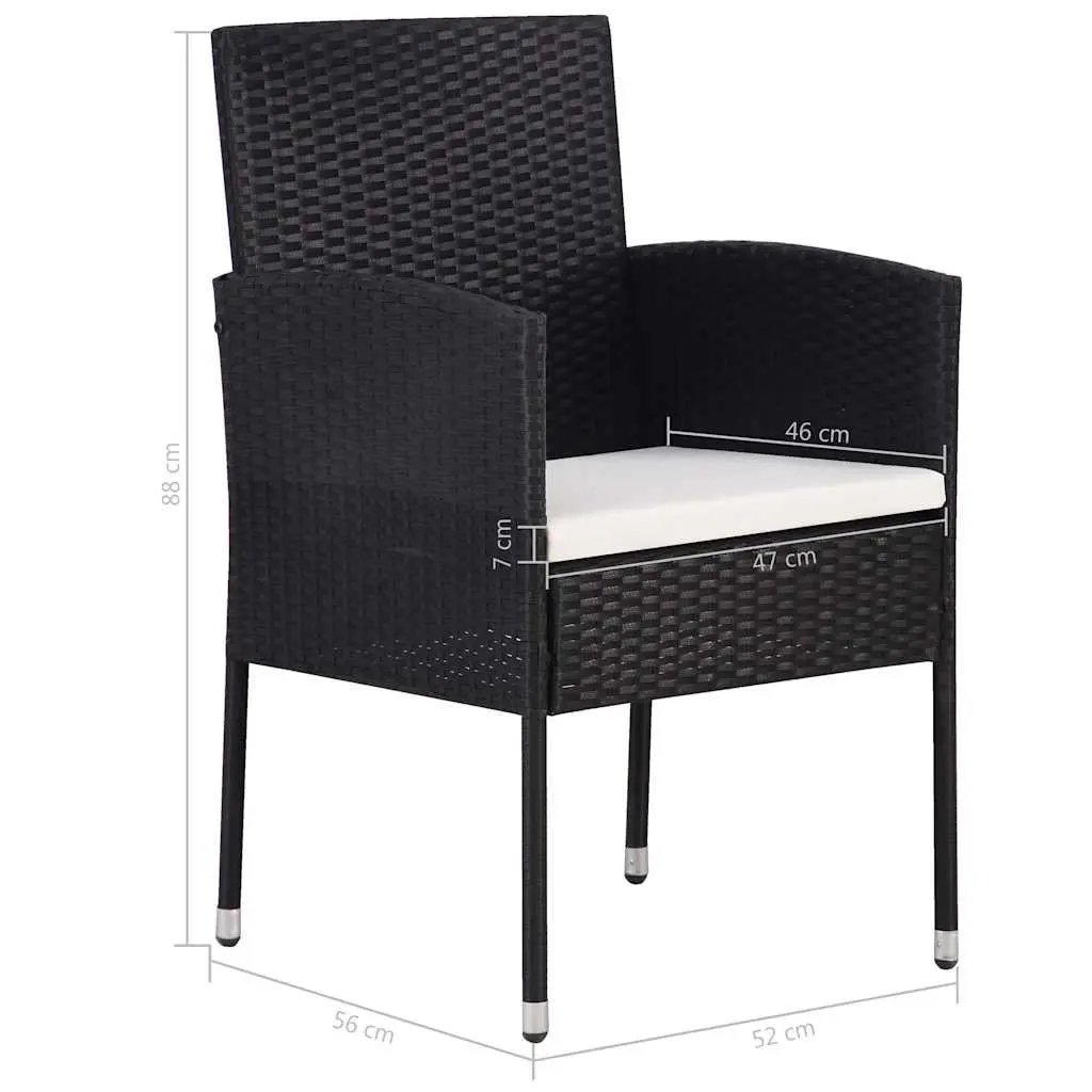 Outdoor Dining Set 5 Piece Garden Furniture Black Poly Rattan Table Chairs