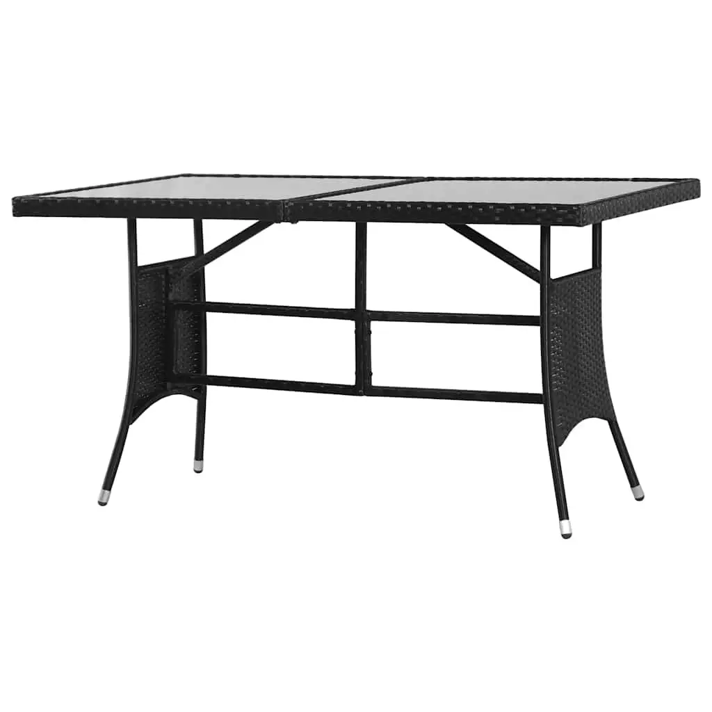 7 Piece Outdoor Garden Dining Set Black Poly Rattan Table Chairs Furniture