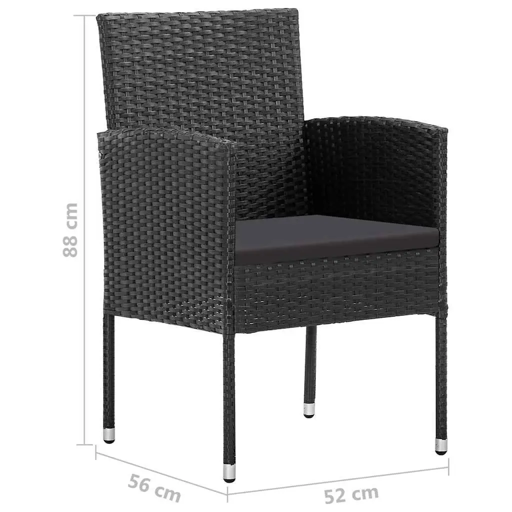 7 Piece Outdoor Garden Dining Set Black Poly Rattan Table Chairs Furniture