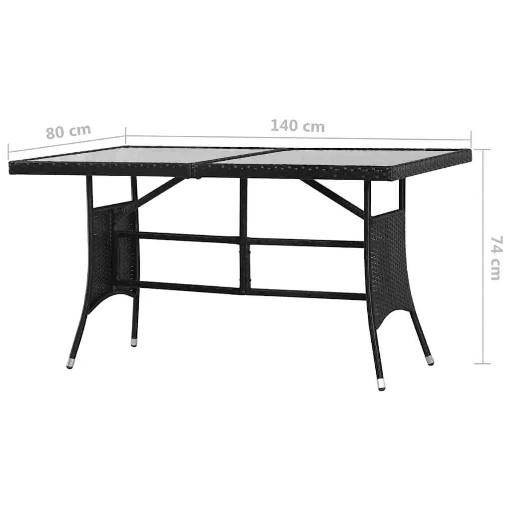 7 Piece Outdoor Garden Dining Set Black Poly Rattan Table Chairs Furniture