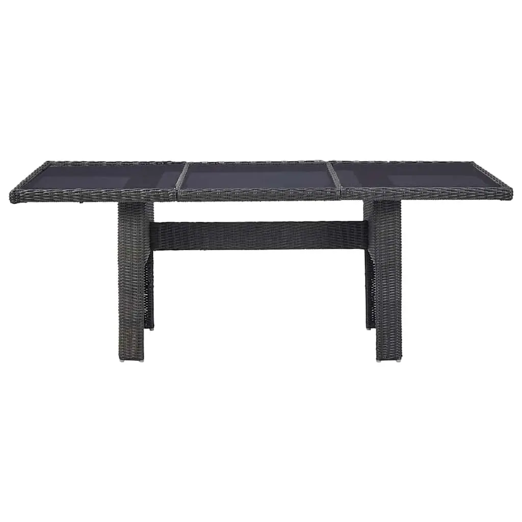 7 Piece Outdoor Garden Dining Set Black Poly Rattan Patio Furniture Glass Table