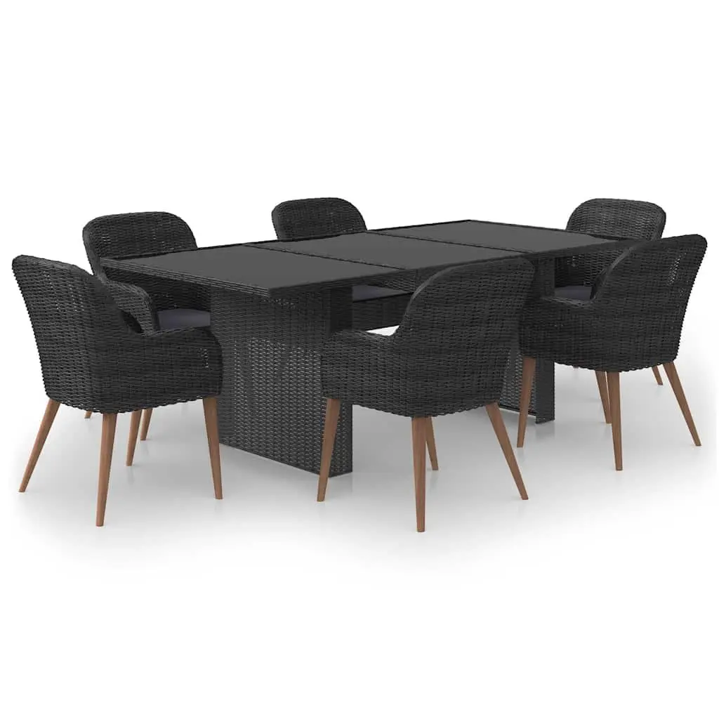 Garden Dining Set 7 Piece Outdoor Furniture Poly Rattan Black Table Chairs