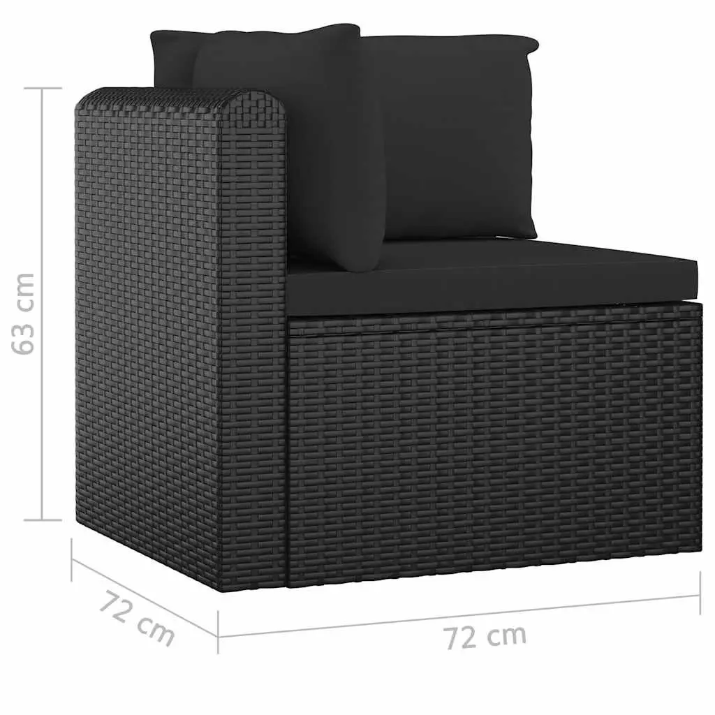 Garden Lounge Set Modular Rattan Sofa with Cushions 10 Piece Black