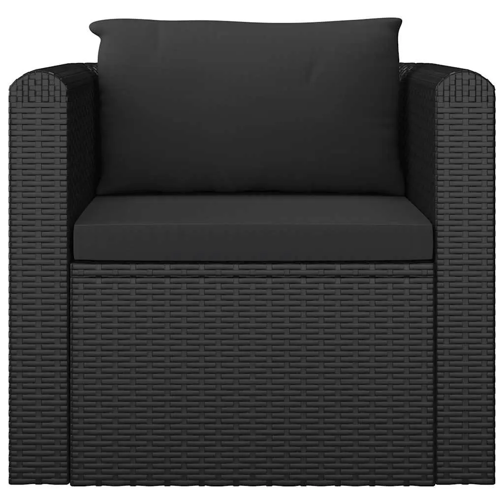 Garden Lounge Set Modular Rattan Sofa with Cushions 10 Piece Black