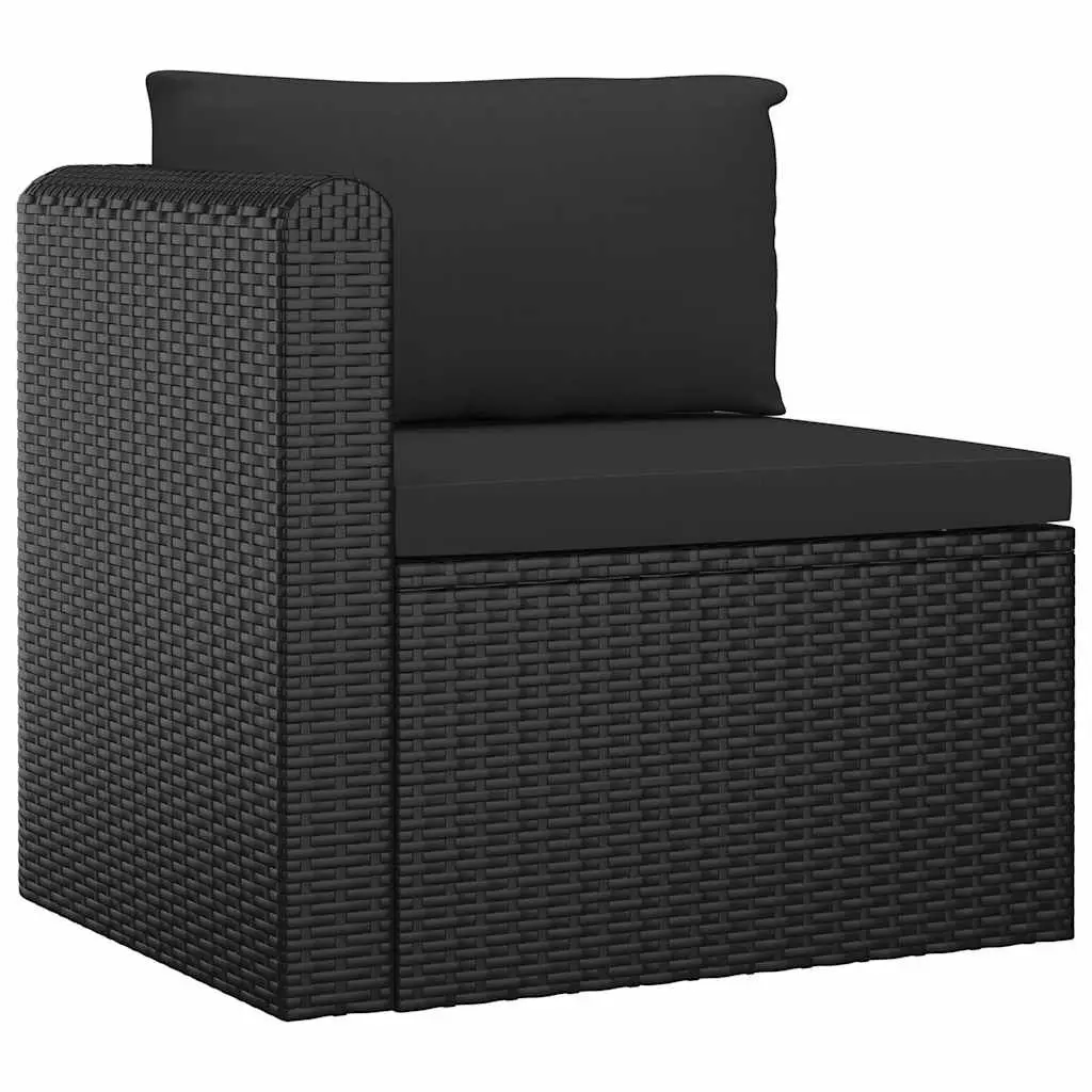 Garden Lounge Set Modular Rattan Sofa with Cushions 10 Piece Black