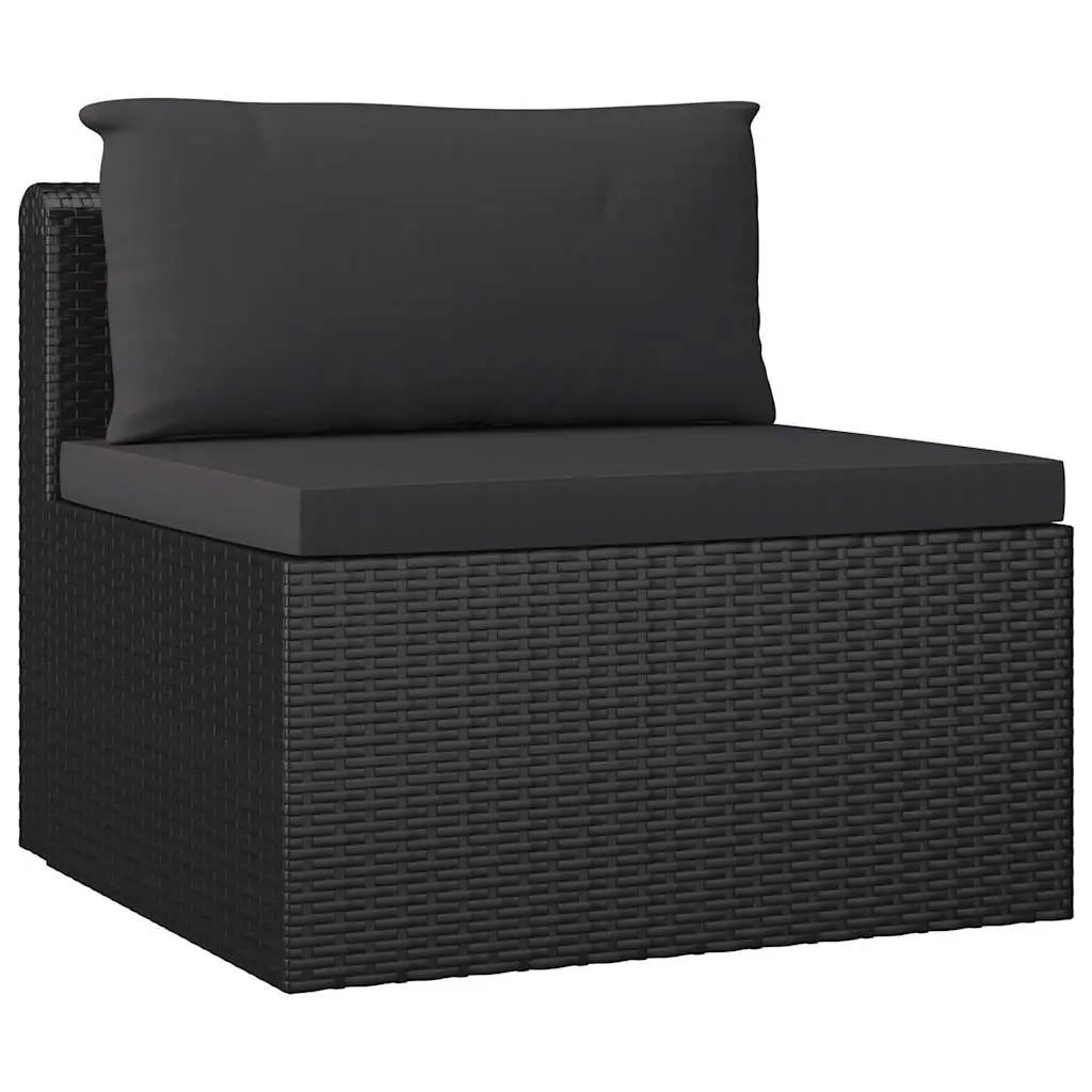 Garden Lounge Set Modular Rattan Sofa with Cushions 10 Piece Black
