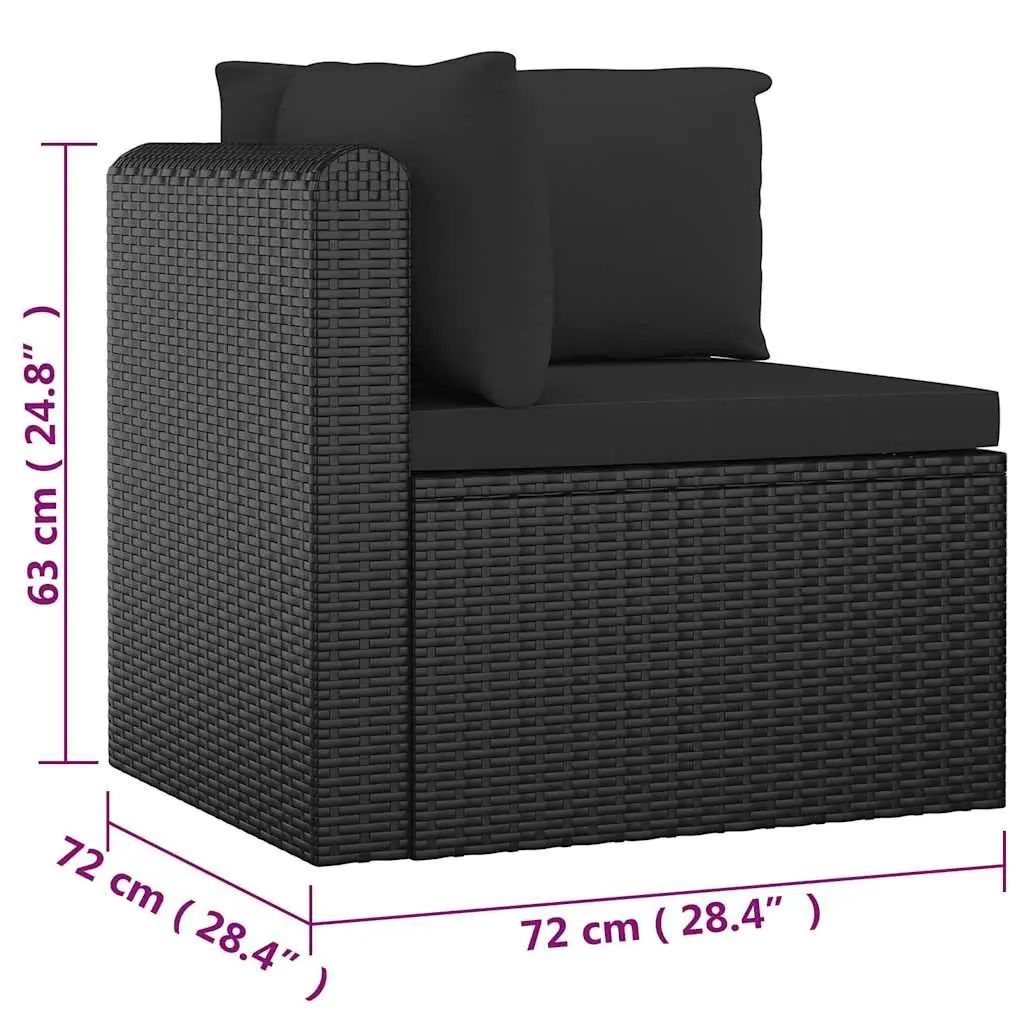 7 Piece Garden Lounge Set Modular Seating with Cushions Black PE Rattan