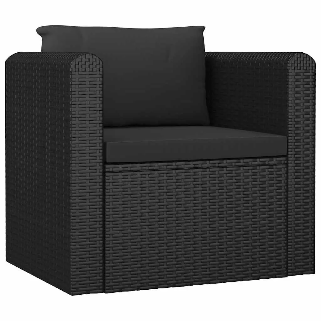 7 Piece Garden Lounge Set Modular Seating with Cushions Black PE Rattan