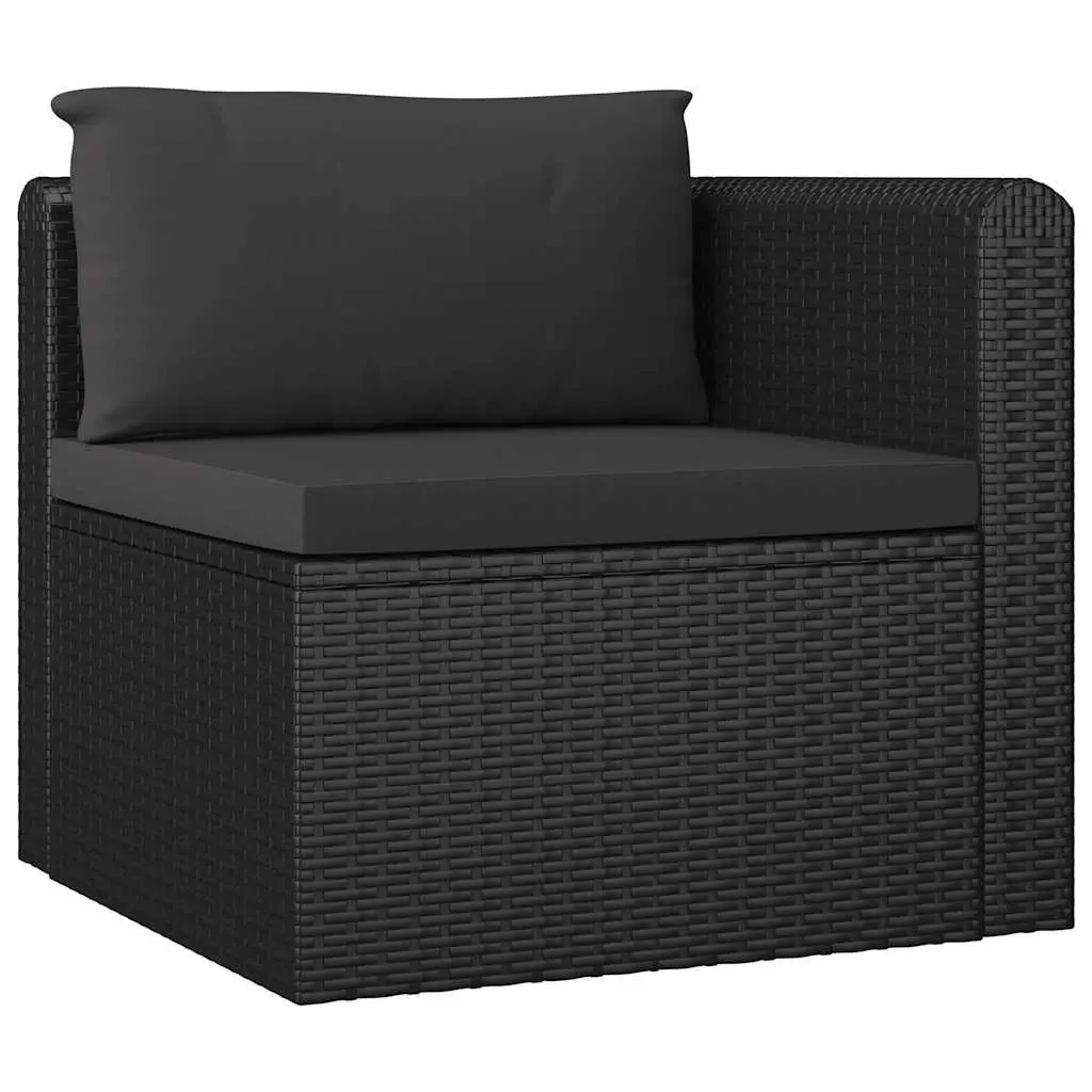 7 Piece Garden Lounge Set Modular Seating with Cushions Black PE Rattan