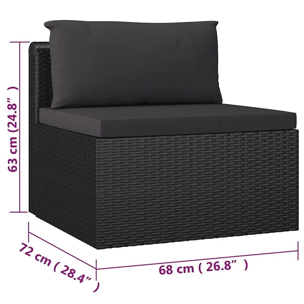 7 Piece Garden Lounge Set Modular Seating with Cushions Black PE Rattan