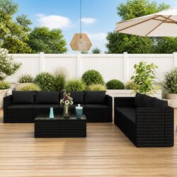 Garden Lounge Set 8 Piece Outdoor Furniture Poly Rattan Modular with Cushions