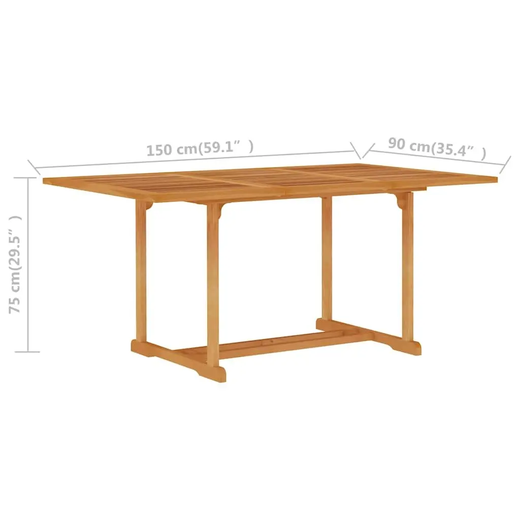 5 Piece Garden Dining Set Teak Wood Table Chair Outdoor Patio Furniture Brown