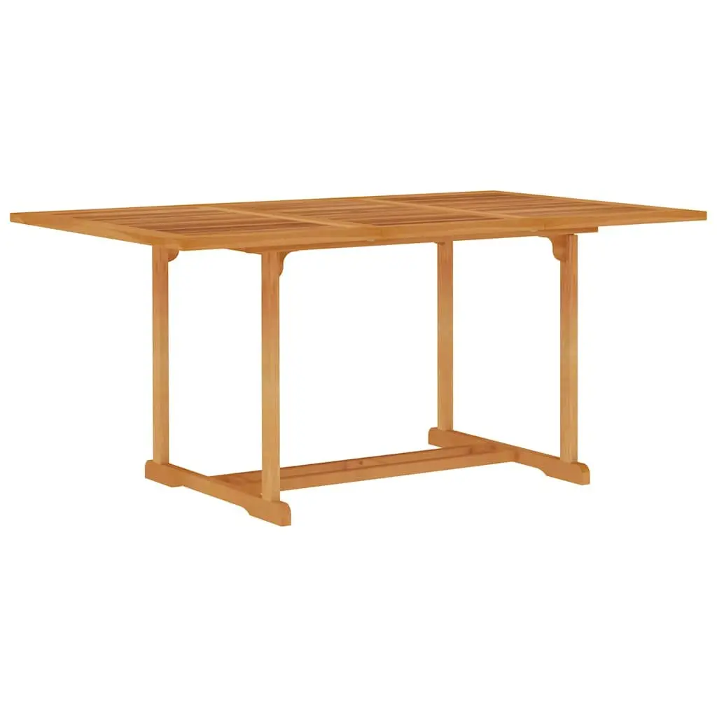 7 Piece Garden Dining Set Teak Wood Table with Umbrella Hole and Foldable Chairs Brown
