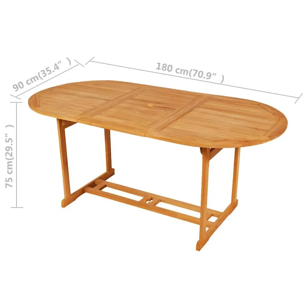 7 Piece Garden Dining Set Solid Teak Wood Table with Umbrella Hole and Foldable Chairs Brown Outdoor Furniture