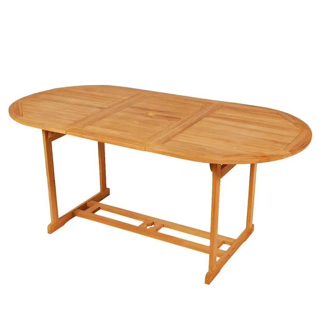 7 Piece Garden Dining Set Solid Teak Wood Table with Umbrella Hole and Foldable Chairs Brown Outdoor Furniture
