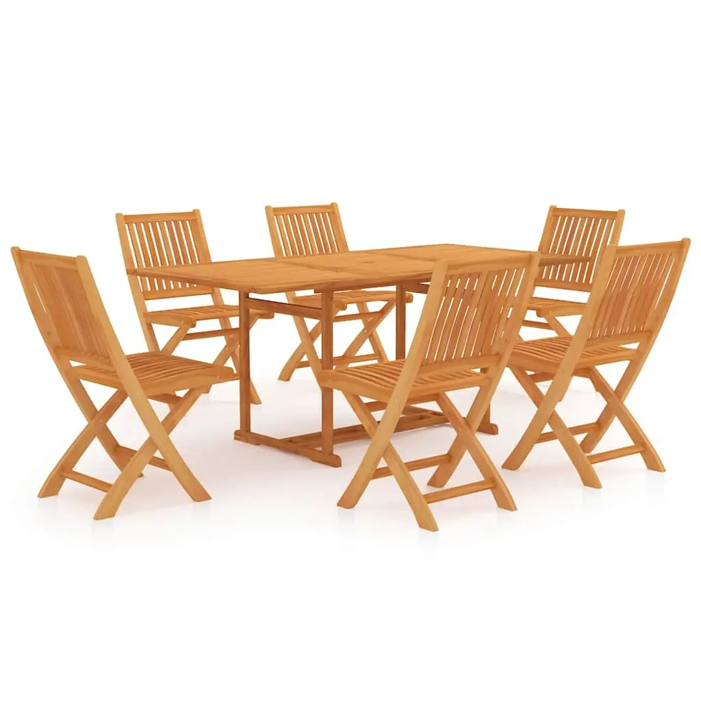 7 Piece Garden Dining Set Teak Wood Table Chairs Patio Outdoor Furniture Brown