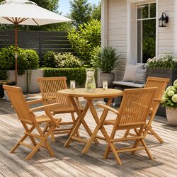 5 Piece Garden Dining Set Outdoor Table Chairs Patio Furniture Wooden Teak