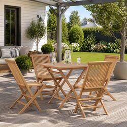 Garden Dining Set 5 Piece Outdoor Furniture Table Chairs Folding Patio Seating