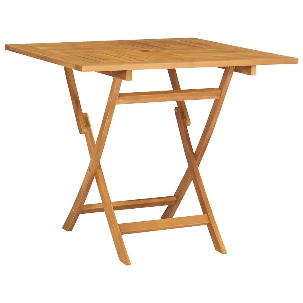 5 Piece Garden Dining Set Foldable Table and Chairs Solid Teak Wood Brown