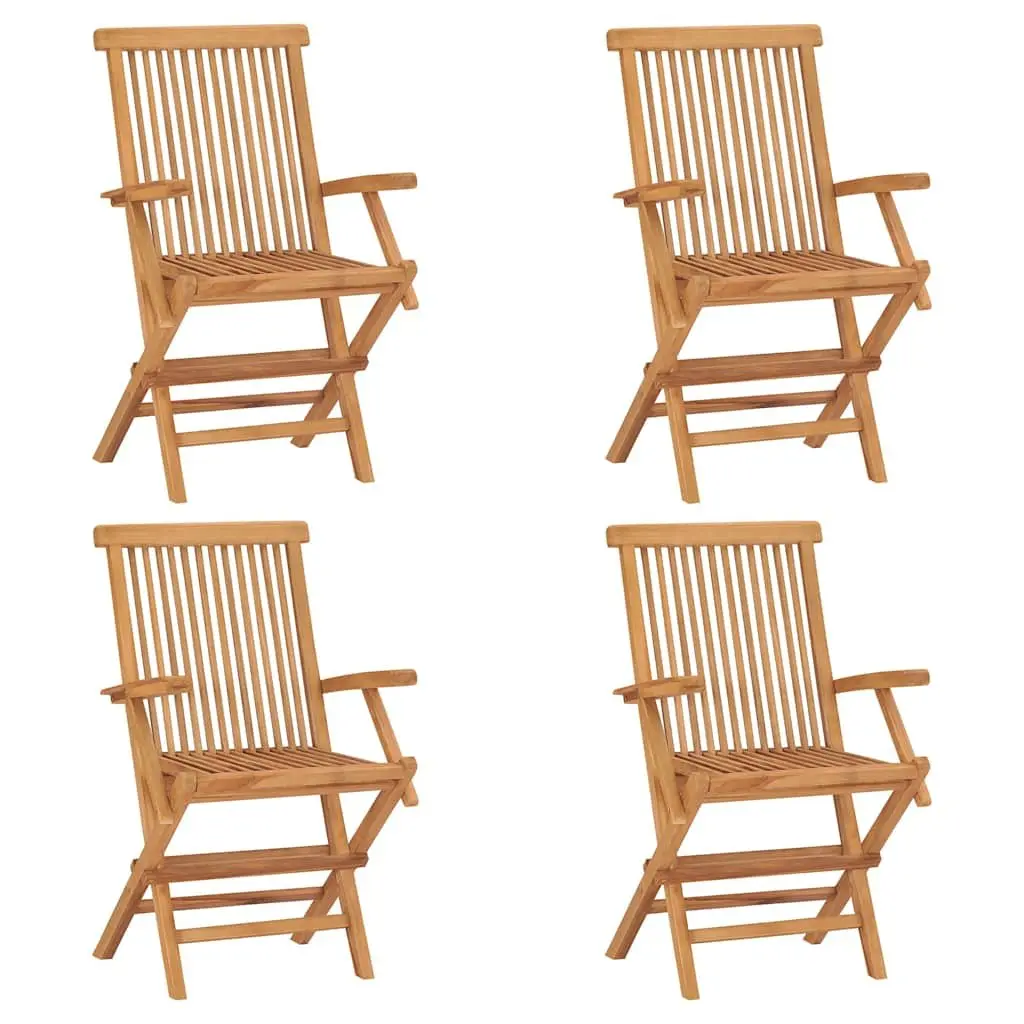 5 Piece Garden Dining Set Foldable Table and Chairs Solid Teak Wood Brown