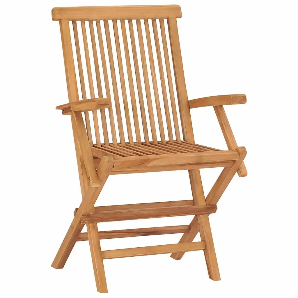 5 Piece Garden Dining Set Foldable Table and Chairs Solid Teak Wood Brown