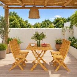 5 Piece Garden Dining Set Outdoor Furniture Table Chairs Teak Wood Brown