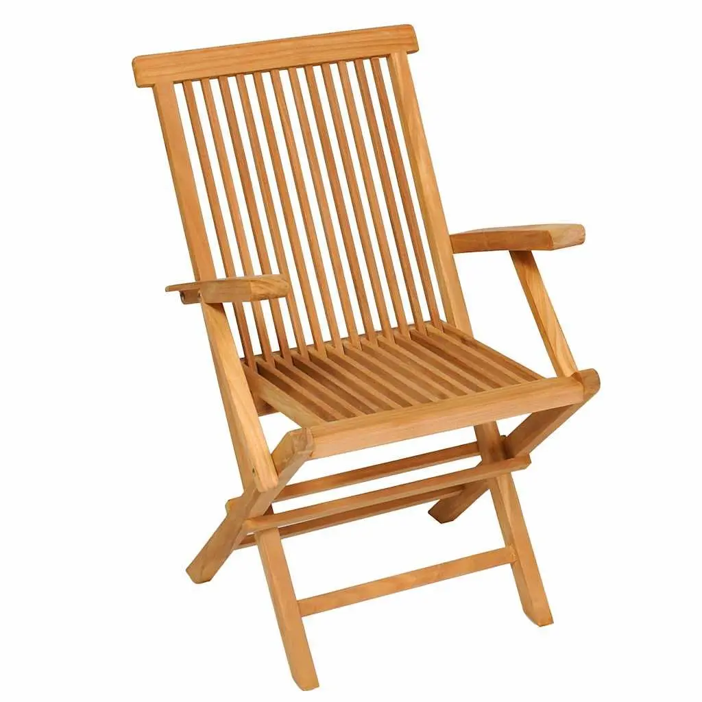 7 Piece Garden Dining Set Teak Wood Foldable Outdoor Table Chairs Brown