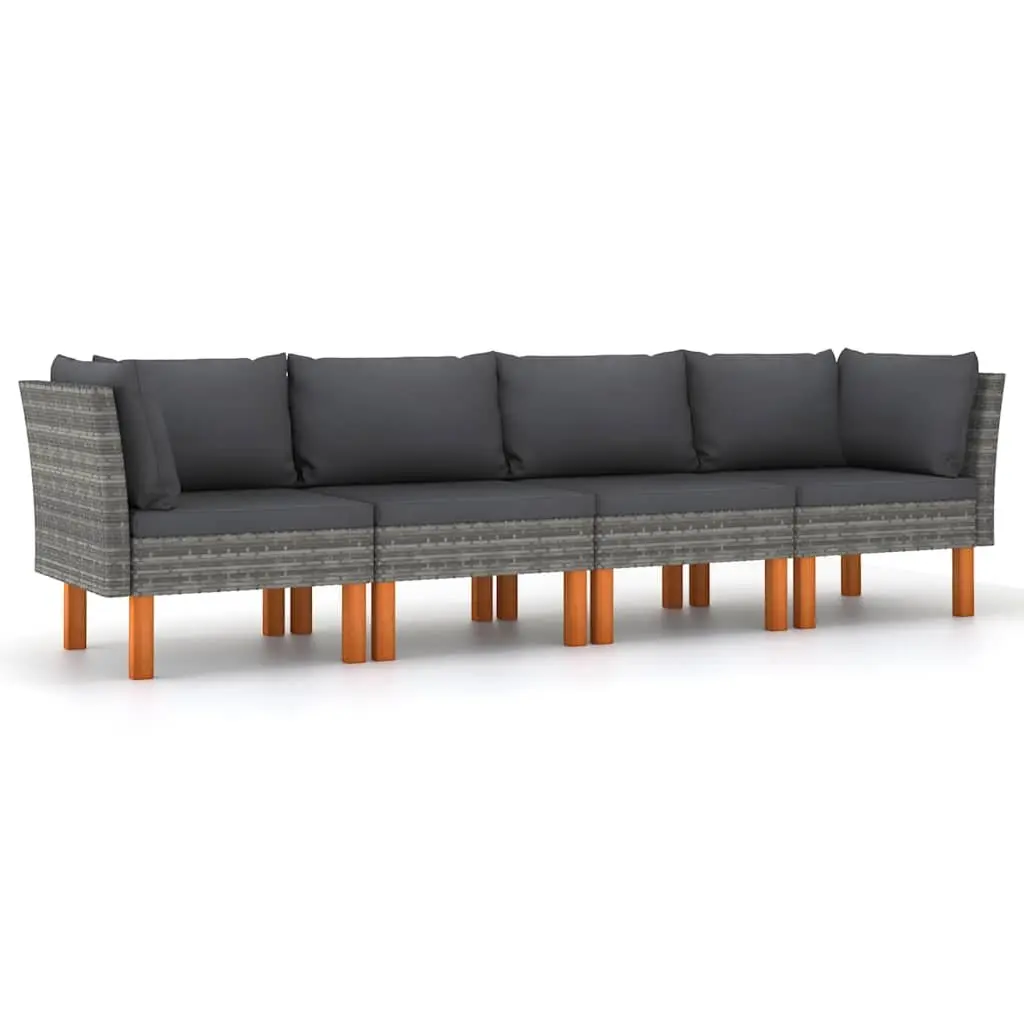4-Seater Garden Sofa with Cushions Outdoor Poly Rattan Lounge Patio Furniture