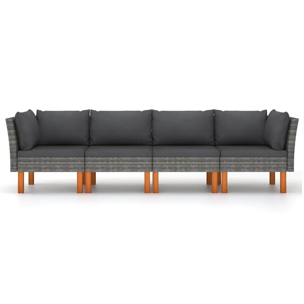 4-Seater Garden Sofa with Cushions Outdoor Poly Rattan Lounge Patio Furniture
