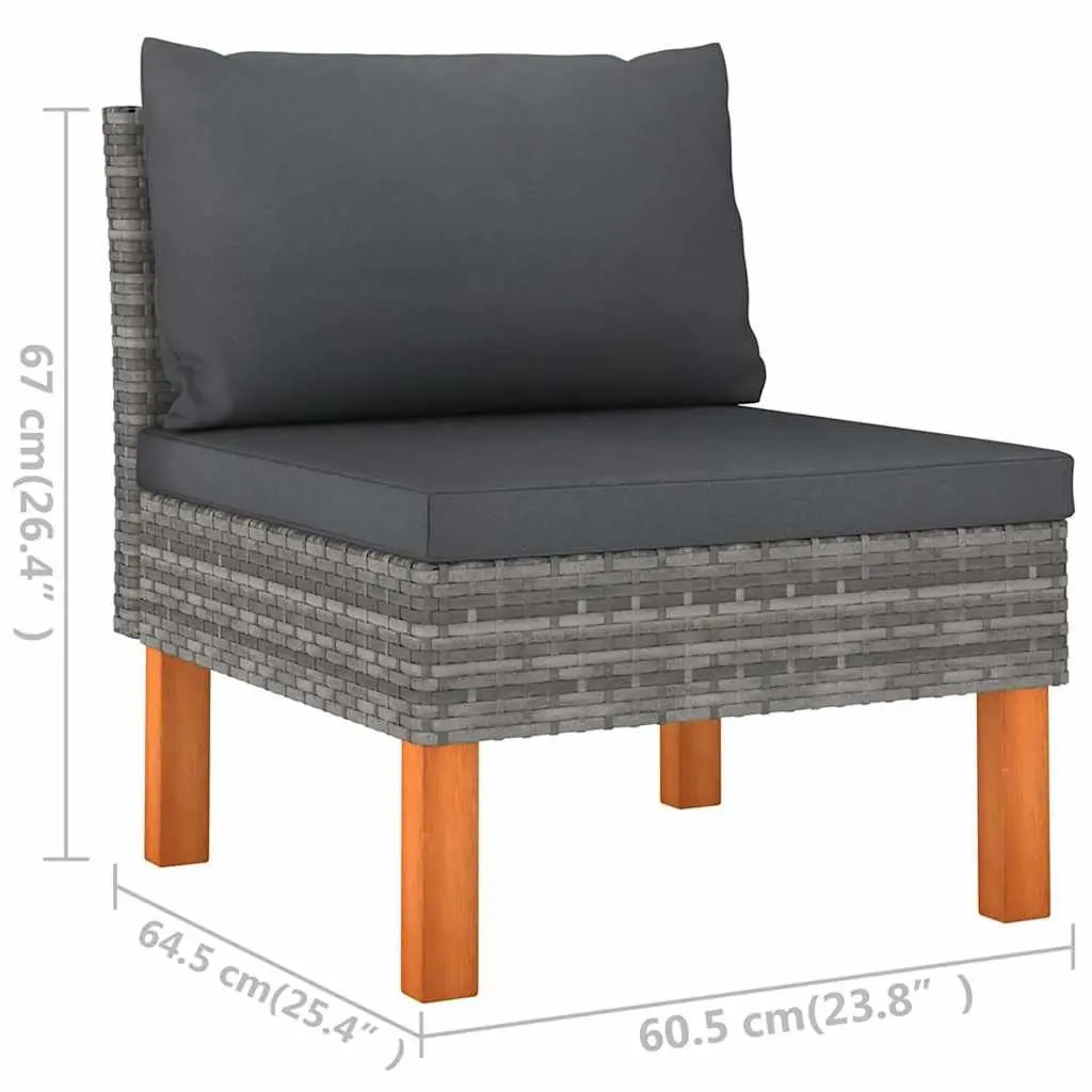 Garden Lounge Set 5 Piece Outdoor Furniture Grey PE Rattan Sofa with Cushions