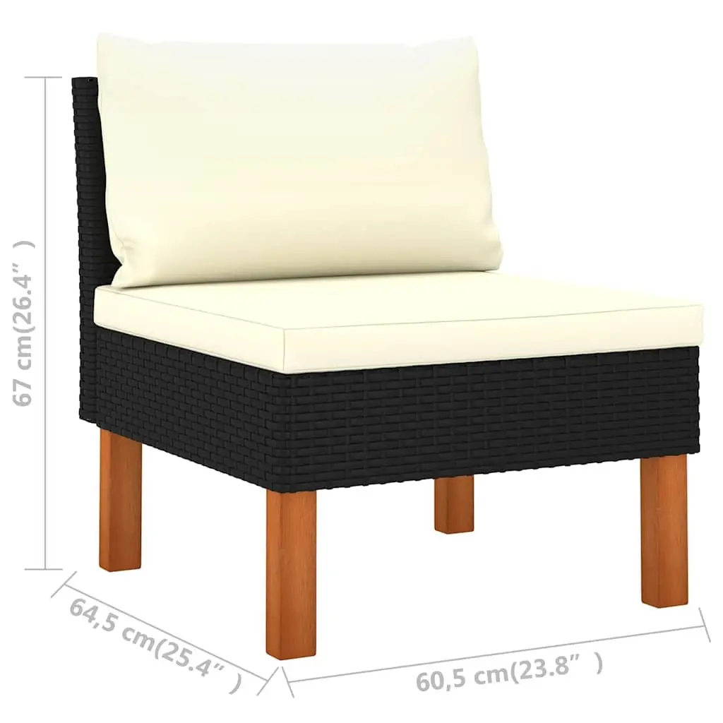 5 Piece Outdoor Garden Lounge Set PE Rattan Black with Cushions