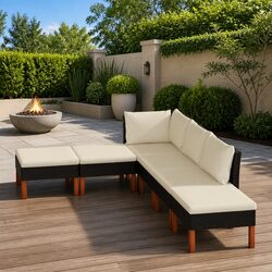 Garden Lounge Set 6 Piece Outdoor Patio Sofa Furniture with Cushions Black