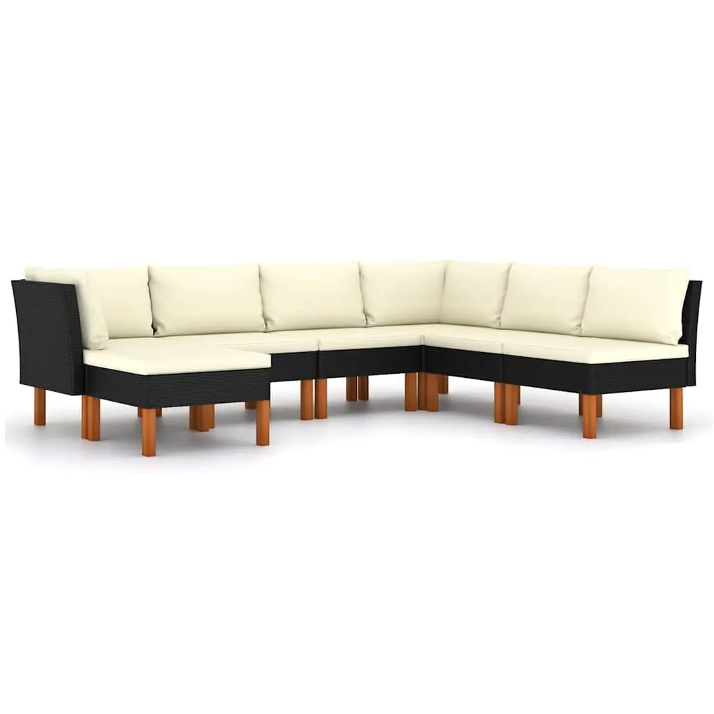 7 Piece Garden Lounge Set Outdoor Furniture Poly Rattan Sofa Cushions Black