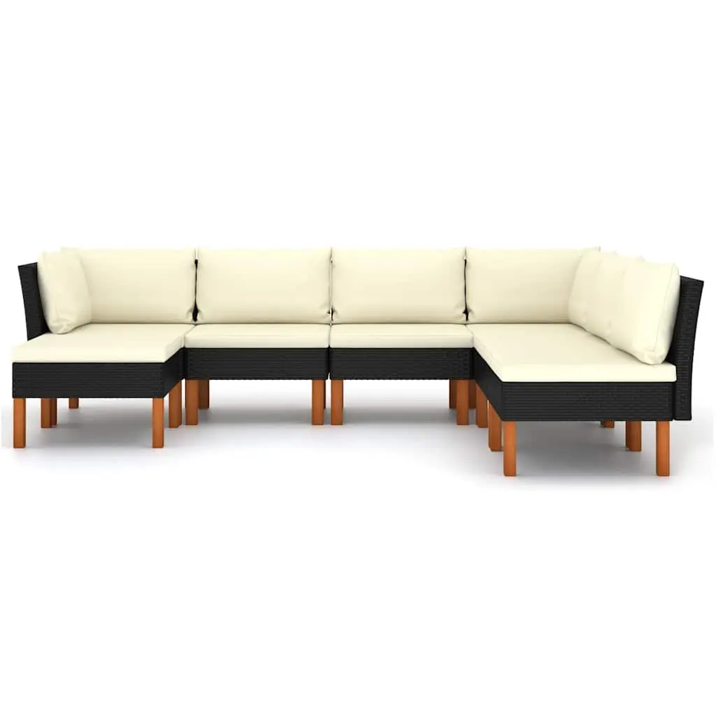 7 Piece Garden Lounge Set Outdoor Furniture Poly Rattan Sofa Cushions Black