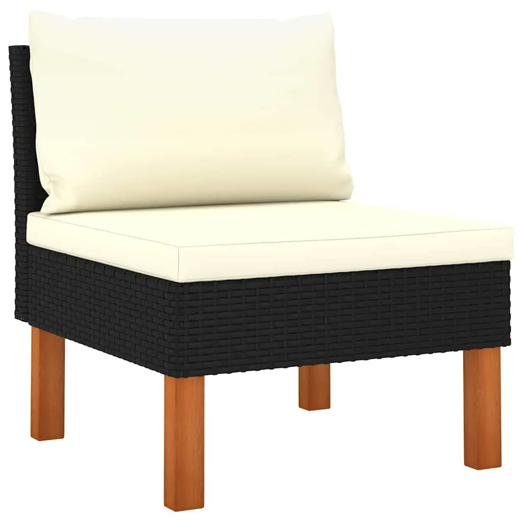 7 Piece Garden Lounge Set Outdoor Furniture Poly Rattan Sofa Cushions Black