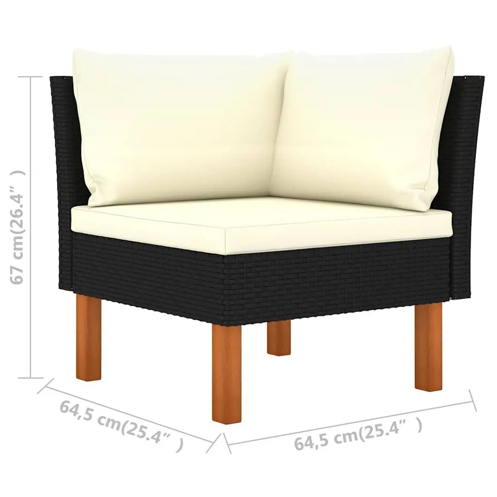 7 Piece Garden Lounge Set Outdoor Furniture Poly Rattan Sofa Cushions Black