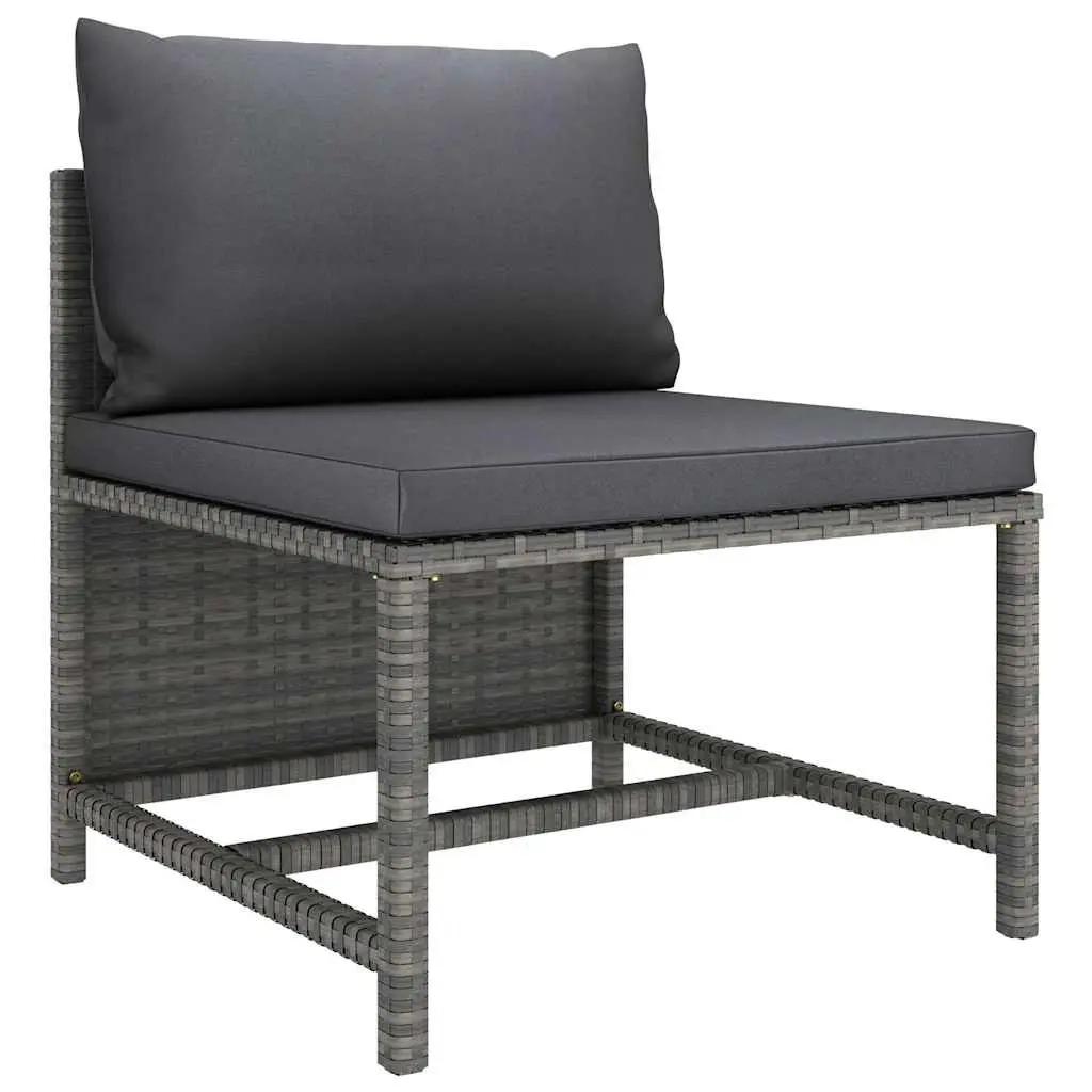 Outdoor Lounge Set 9 Piece Modular Poly Rattan Furniture with Cushions Grey